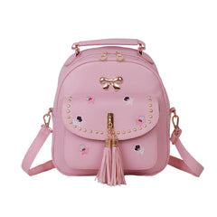 Women's Convertible Backpack & Shoulder Bag - Waterproof PU Leather Multi-Color Bag