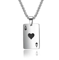 Stainless Steel Poker Card Necklace - Unique Playing Card Jewelry for Men & Women