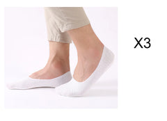 Men's Ultra-Thin Silicone Boat Socks - 3 Pairs | No-Show Anti-Slip Invisible Socks