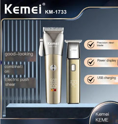 KEMEI Professional LCD Hair Clipper Set - Cordless Electric Trimmer for Men