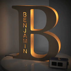 LED Wooden Decorative Letter Night Light - Personalized Ambient Lighting Fixture