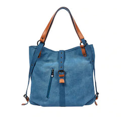 Multi-Functional Canvas Shoulder Backpack - Convertible Travel Bag