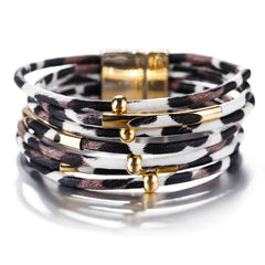Leopard Print Leather Bracelet - Stylish Animal Print Jewelry for Women