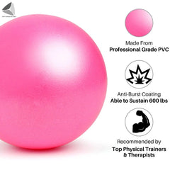 9.84 Inch Pilates Exercise Ball, anti Burst Mini Bender Ball with Inflatable Straw for for Stability, Barre, Pilates, Yoga, Core Training and Physical Therapy (Blue)