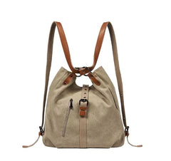 Multi-Functional Canvas Shoulder Backpack - Convertible Travel Bag