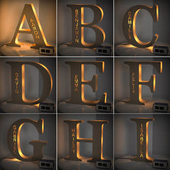 LED Wooden Decorative Letter Night Light - Personalized Ambient Lighting Fixture