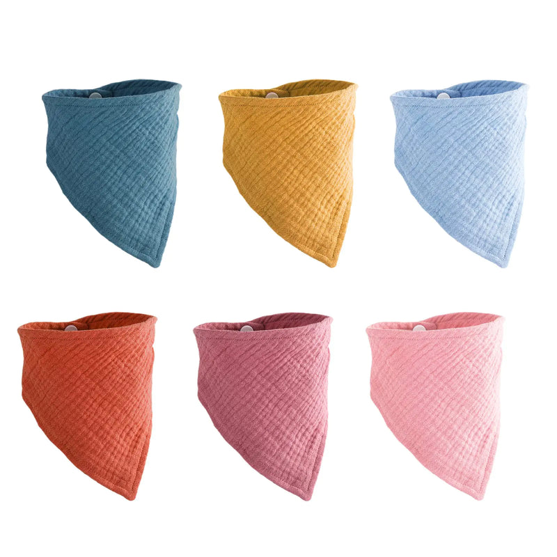 Tokcom Baby Bibs Drool Bibs Muslin Baby Bandana Cotton for Teething and Drooling Bandana Drool Bibs 100% Cotton for Unisex Baby(6 Pack)