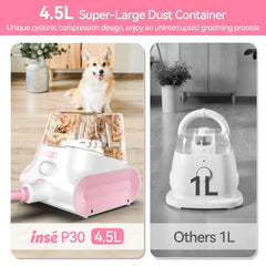 Grooming Vaccum, 4.5L Large Capacity Pet Grooming Kit & 5-In-1 Ultra-Low Noise Pet Grooming Vacu for Dog, Cat