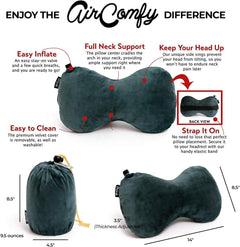 Lumbar Support Pillow, Back Pillow for Lower Back Pain Relief | Inflatable Travel Neck Pillow, Adjustable Lower Back Cushion with Washable Cover, Ergonomic Head Support for Car Seat