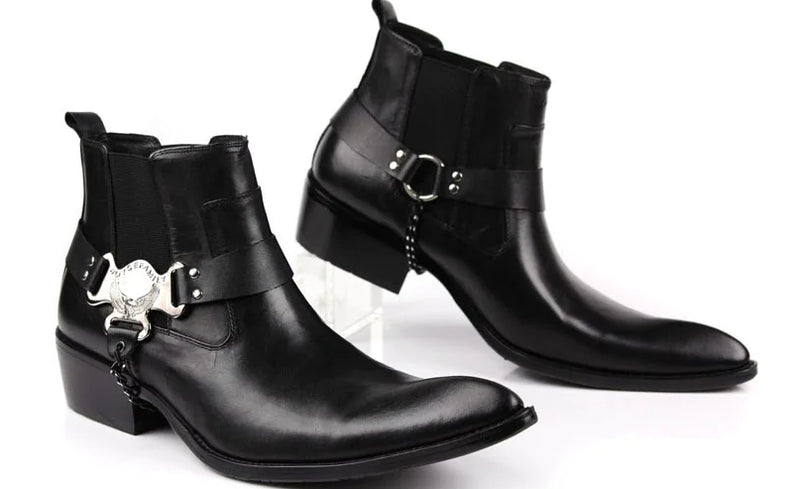 Men's Breathable Leather Short Motorcycle Boots - Premium Cowhide Riding Footwear