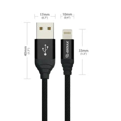 Esoulk 2A Heavy Duty Braided USB Lightning Cable 2M (6.6f) Black
