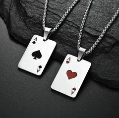 Stainless Steel Poker Card Necklace - Unique Playing Card Jewelry for Men & Women