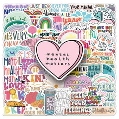 Mental Health Awareness Stickers Pack - 100 Waterproof Vinyl Decals for Laptops, Water Bottles & More