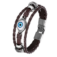 Multi-Layer Evil Eye Protection Bracelet - Adjustable Blue Crystal Charm Jewelry