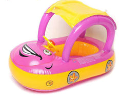 Kids Inflatable Car Float with Canopy | Pool Swimming Ring for Children