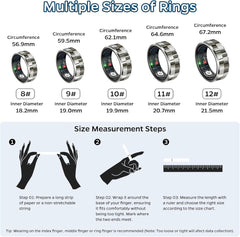 Smart Ring Health Tracker, Sleep Tracker Ring with Heart Rate, Waterproof Fitness Ring for Activity Monitoring/Steps/Distance/Calories,Air Gestures,Up to 7Day Battery,For Ios Android(Stylish Silver#8)