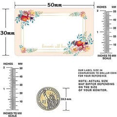 DIY Rectangle Flower Name Tag Stickers for Gifts