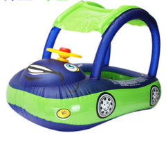 Kids Inflatable Car Float with Canopy | Pool Swimming Ring for Children