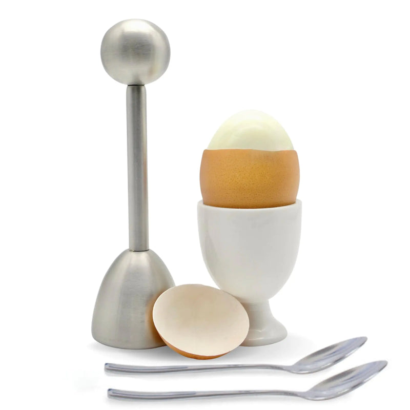ICO Stainless Steel Egg Topper - Perfect Egg Opener with 2 Spoons