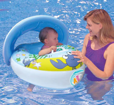 Kids Inflatable Car Float with Canopy | Pool Swimming Ring for Children