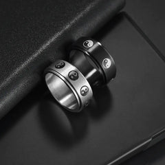 Stainless Steel Turning Decompression Gossip Ring – Unisex Anxiety Relief Ring with Yin Yang Design