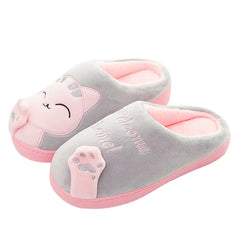 Cute Plush Cat Slippers - Cozy Winter Home Footwear for Women & Men