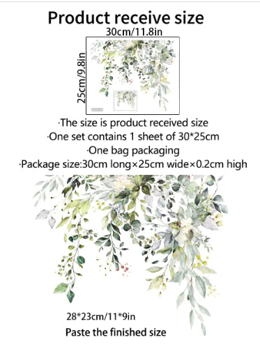 Green Leaf Toilet Wall Stickers - Tropical Bathroom Decor Decals | Removable PVC Nature Art