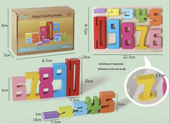 Educational Wooden Number Blocks Set - Math Learning Toys for Kids Ages 4-6