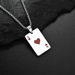 Stainless Steel Poker Card Necklace - Unique Playing Card Jewelry for Men & Women