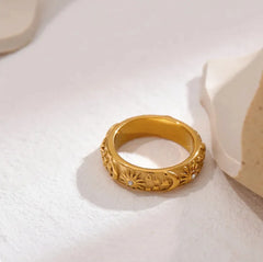 Celestial Star Moon Sun Ring - Zircon Inlaid Stainless Steel Jewelry