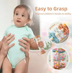 Wooden Baby Rattle - Hourglass Rain Music Sensory Toy for Infant Development