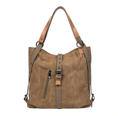 Multi-Functional Canvas Shoulder Backpack - Convertible Travel Bag
