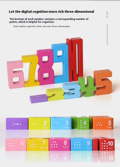 Educational Wooden Number Blocks Set - Math Learning Toys for Kids Ages 4-6