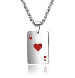 Stainless Steel Poker Card Necklace - Unique Playing Card Jewelry for Men & Women