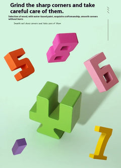 Educational Wooden Number Blocks Set - Math Learning Toys for Kids Ages 4-6