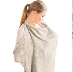 Cotton Nursing Cover & Maternity Cape - Khaki Breastfeeding Blanket for Privacy & Comfort