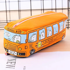 Creative Cartoon Bus Pencil Case - Large Capacity & Durable Design for Students