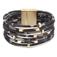 Leopard Print Leather Bracelet - Stylish Animal Print Jewelry for Women