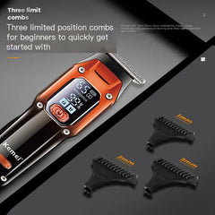 Kemei KM-658 Professional LCD USB Hair Clipper - Cordless Barber Trimmer