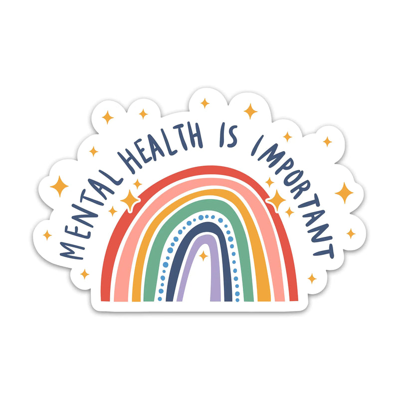 Mental Health Awareness Stickers - Rainbow Heart Vinyl Decals (3-Pack)