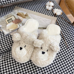 Cute Bear Head Plush Cotton Slippers - Cozy Winter Home Footwear