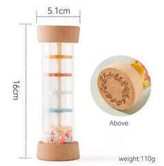 Wooden Baby Rattle - Hourglass Rain Music Sensory Toy for Infant Development