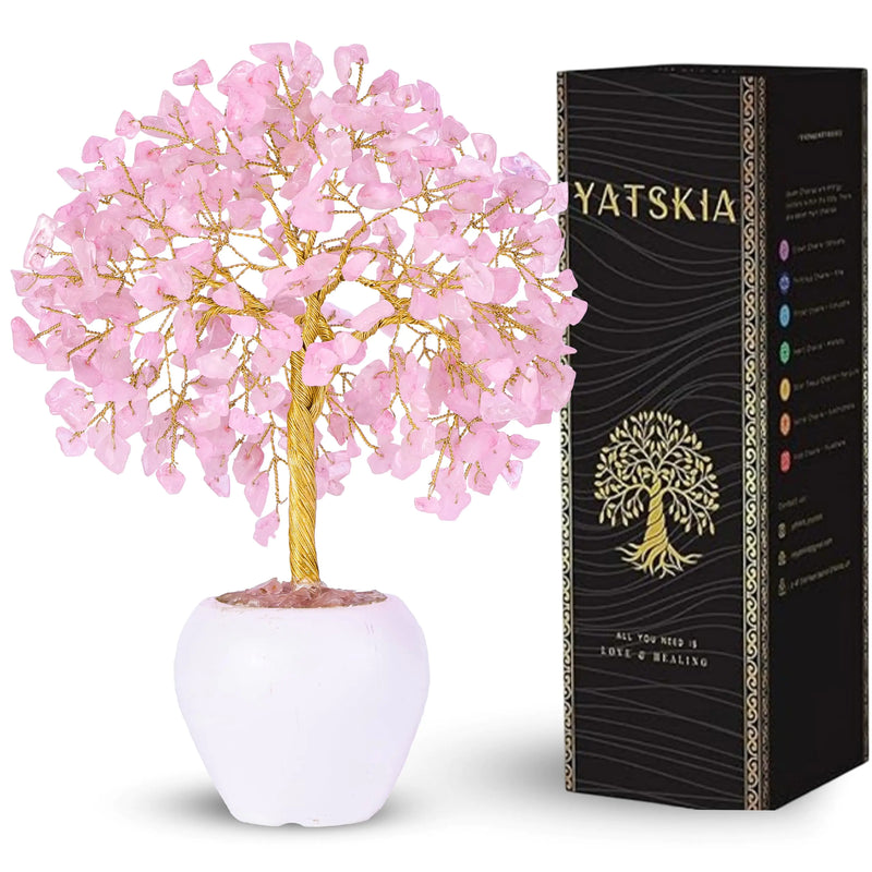 Rose Quartz Crystal Tree - Healing Gemstone Tree of Life Decor for Home & Office