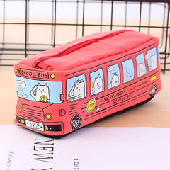 Creative Cartoon Bus Pencil Case - Large Capacity & Durable Design for Students
