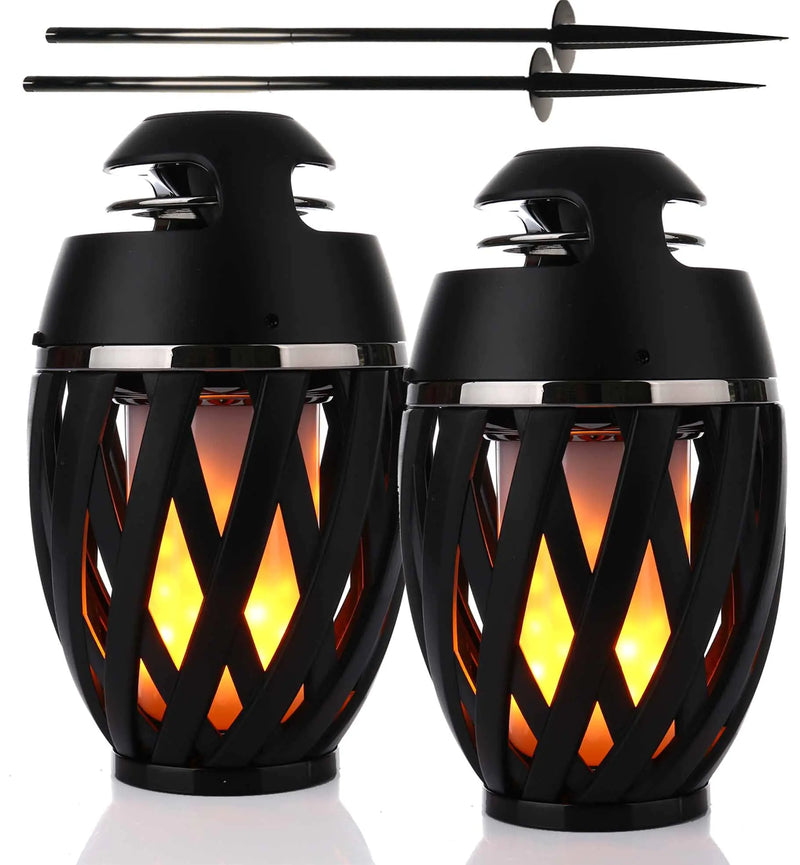 Outdoor LED Flame Speaker 2-Pack - Bluetooth Tiki Torch Speakers with 5ft Poles