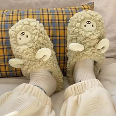 Cute Cartoon Cotton Slippers for Couples - Cozy Winter Indoor House Shoes