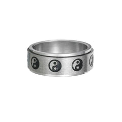 Stainless Steel Turning Decompression Gossip Ring – Unisex Anxiety Relief Ring with Yin Yang Design